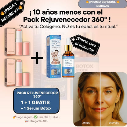 ¡¡10 años menos con el Pack Rejuvenecedor 360° Colágeno activo!! 1+1 GRATIS + Sérum efecto Bótox de REGALO